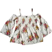 Torrid Peasant Blouse Top 3X Floral Smocked Off Shoulder Cottagecore Coquette