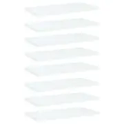White Engineered Wood Bookshelf Board Set of 8 15.7x7.9x0.6 in Wall Shelf Panels