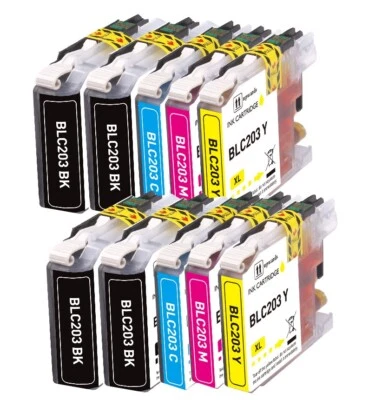 10PK XL Replacement Ink Set fits Brother LC203 MFC-J5620DW MFC-J480DW MFC-J485DW
