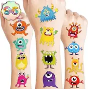 Monster Temporary Tattoos for Kids, 96PCS Birthday Party Decorations Supplies Party Favors Supper Cute Little Monster Tattoo Sticker Style Gift Ideals for Boys Girls Schools Prizes Themed