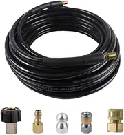 Leona Co 49 FT X 1/4 Inch Pressure Washer Hose, 40MPa/5800PSI Power Auto Washer Hose High Pressure Water Cleaning Rubber Pipe Industry Grade for Power Washer, Super Wear Resistant