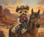 Yorkie Cowboy Mouse Pad Gift Art Computer Wild West Yorkshire Terrier