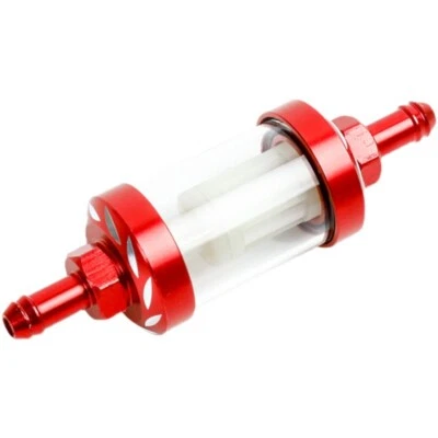 Universal in Line Petrol Fuel Gasoline Oil Filter, Detachable Red 2Pcs