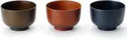 Miyamoto Sangyo Soup Bowl, Miso Soup Bowl, Soup Bowl, Set of 3, Microwave and Dishwasher Safe, Modern, Wood Grain Ton Soup Bowl (3 Color Set)