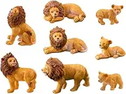FELTECHELECTR 8pcs Resin Lion Figurines for Mini Garden Decor Unique Moss Landscape Ornament for Lawn Balcony Creative Lion Statue Decor with Fine Workmanship
