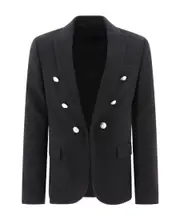 Balmain Double-Breasted Flannel Blazer FR50 Black