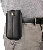 Slim Leather Cell Phone Holster Men Case,Belt Cell Phone Holder, Leather Phone Pouch Compatible with iPhone 14 Pro Max 7.2inch Universal Smartphone Leather Sheath Compatible with Galaxy S23 Ultra,S22/