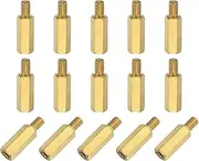sourcing map 15Pcs Male to Female Thread Spacer Screws, M4 x 15mm + 6mm Brass Hex Standoff Screws PCB Motherboard for Drone Quadcopter, Computer and Circuit Board