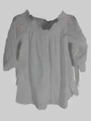 $80 Neiman Marcus Women's White Smocked Neck Long Sleeve Peasant Blouse SZ L