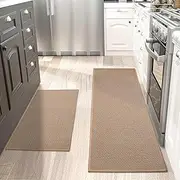 DAWNTREES 2 PCS Kitchen Mats and Rugs,Non Skid Washable,44×75+44×120cm Absorbent Runner Rugs for Kitchen, Front of Sink, Kitchen Mats for Floor