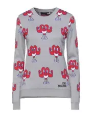 NWT LOVE MOSCHINO HEART GREY WOOL/ACRYLIC PULLOVER SIZE US 8/ IT 44 $259