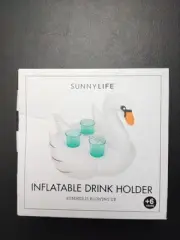 Sunnylife Inflatable White Swan Drink Holder For Pool ~ Holds Four Cups