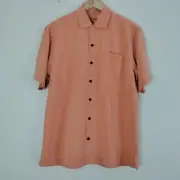 Tommy Bahama Orange SeaSide Stripe Men's Short Sleeve Button-Up Sz S Silk Shirt