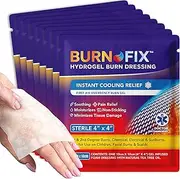 Burn-FIX- 8 Pack-Burn Care Treatment & First Aid Hydrogel Dressing. Immediate Pain Relief Gel/Cream for First & Second Degree Burns Chemical Electrical Grease Razor and Sunburns. 4 X 4 in.