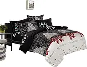 Merry Christmas Quilt Cover Set, 3 Piece Duvet Cover Set Includes 2 Pillowcases, Doona Cover Set (King Size)