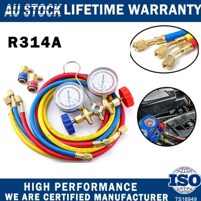 Car & HVAC Refrigeration Tools Set A/C Manifold Gauge R134a/ R502a/ R22/ R12 AU