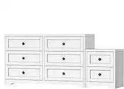 ALFORDSON Chest of 6 Drawers Dresser＆2 Drawers Bedside Table Combo Set, Wooden Hamptons Tallway Dresser,Storage Cabinets for Hallway, Entryway, Bedroom, Living Room, White