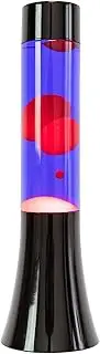 FISURA - Blue Lava Lamp With Black Base, 30 cm. Blue Liquid and Red Lava. Relaxation Effect Lamp. 9x9x30 cm