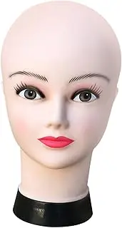 Eigell Bald Female Mannequin Head Wig Model Head Stand Sturdy Multipurpose Beauty Cosmetology Wig Stand Hat Display Rack for Glasses, Dark Pink