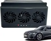 Car Window Fan, Auto Solar Circulation Fan, Three Head Cooling Ventilation System, Portable Sun-Powered Fresh Exhaust for RV, Small Truck, Truck, and Sedan, 23x11.3x5cm