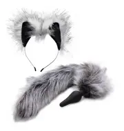 NEW Grey Fox BDSM Tail Anal Plug Metal Butt Plug Bondage Fetish Cosplay Faux Fur