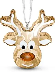 SWAROVSKI Gingerbread Reindeer Ornament, for Hanging on a Tree or for Display, Gold Crystal with Copper Accent and Print Face, Part of The Swarovski Joyful Ornaments Collection