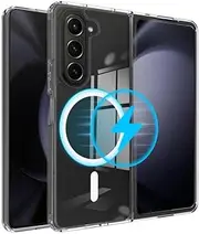 TR4U Clear Magnetic Case Compatible with Samsung Galaxy Z Fold 6 [Anti-Yellowing][Military Grade Drop Protection], Hard Back Cover, Compatible with MagSafe Accessories for Z Fold 6 7.6" (2024)