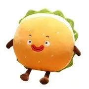 Hamburger Plush Pillow Funny Toys Cute Food Plushie Throw Pillow Room Decor Holiday Birthday Xmas Gifts(35*30cm,Sausage Mouth)