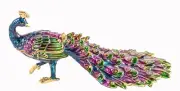 Ciel Collectables Peacock Trinket Box, Hand Painted Enamel & Swarovski Crystal