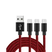 Catzon 1M 2M 3M 3Packs Micro USB Cable Nylon Braided W Phone Cable Fast Charger Cable USB Cord -Black Red