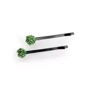 Hand Made Hair Jewelry swarovski crystal Cluster Mini Bobby Pins Set of 2 Green