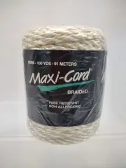 New Maxi-Cord 6mm Braided Polypropylene White Gold Macrame Cord 100 Yds Vintage