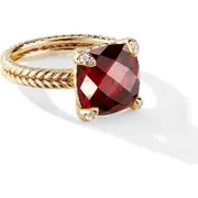 David Yurman Châtelaine Ring with Semiprecious Stone and Diamonds in 18K Gold in Garnet at Nordstrom, Size 5