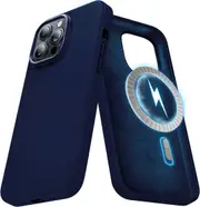 For iPhone 14 Pro Case MagSafe Liquid Silicone Anti-Scratch Gel Rubber Shockproof Protective Magnetic Cover for Apple (2022) - Navy Blue