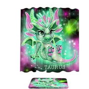 Green Sparkling Taurus Lil Dragon Shower Curtain