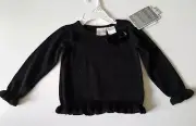 Infant Girls Koala Kids Brand Black Sparkle Sweater Top Holiday Dress Up 12 M