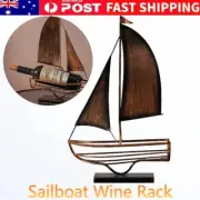 Vintage Creative Iron Sailboat Shape Wine Rack Desktop Decoration Ornament Gift