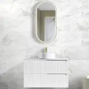 Otti | Noosa Matte White Vanity 900mm Wall Hung Cabinet Stone/Ceramic Top