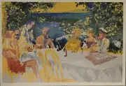 LeRoy Neiman 2000 “WINE ALFRESCO” Mediterranean Postcard Promo #58