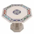 24" Marble Coffee Table Top Semi Precious Stone Handmade With Marble Stand