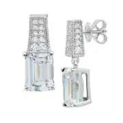 Authentic Crislu Emerald Cut Silver Earrings