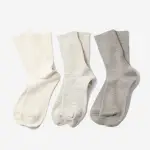 ROTOTO - ORGANIC DAILY 3 PACK RIBBED CREW SOCKS (3入組合-白灰款)