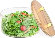 YUBAMIN Large Glass Salad Bowl with Lid 195oz, Large Mixing Bowl with Lid for Salad, Fruit, Dessert, 9.8" Clear Trifle Bowl Glass for Family, Keep Food Fresh, Microwave and Dishwasher Safe