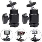 2x Ballhead Hot Shoe Mount Adapter 1/4" Ball Head for Camera Tripod Monopod