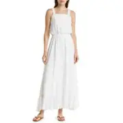 Splendid Jenna Square Neck Wide Strap Garter Waist Ruffled Maxi Dress Small NWT