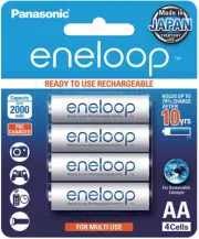 Panasonic Eneloop AA Pre-Charged Rechargeable Batteries, 4-Pack (BK-3MCCE/4BA)