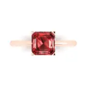 2.0Ct Asscher Cut Natural Garnet Solid 14K/18K Gold Solitaire Engagement Ring