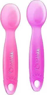 ChooMee Silicone Baby Spoons | First Stage Feeding Spoons with Flexible Design | Encourages Self Feeding and Baby Led Weaning | Teething Friendly Soft Tip with Firm Handle | FirstSpoon 2 CT