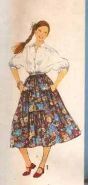Tiered Square Dancing Skirt & Blouse Sewing Pattern Simplicity size 12 Bust 34