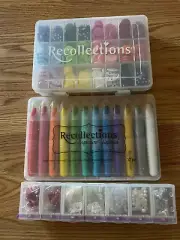 RECOLLECTIONS, WATERCOLOR CRAYONS, BUTTON COLLECTION & PEARL ASSORTMENT BUNDLE